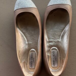 Jimmy Choo Beige and Metallic Women's Loafers